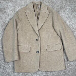 & Other Stories Stockholm Atelier Blazer Womens 2 Beige Manteca Wool Coat Italy